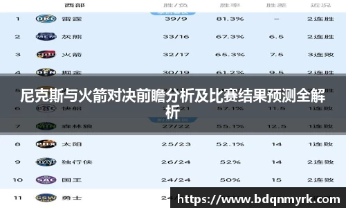 尼克斯与火箭对决前瞻分析及比赛结果预测全解析